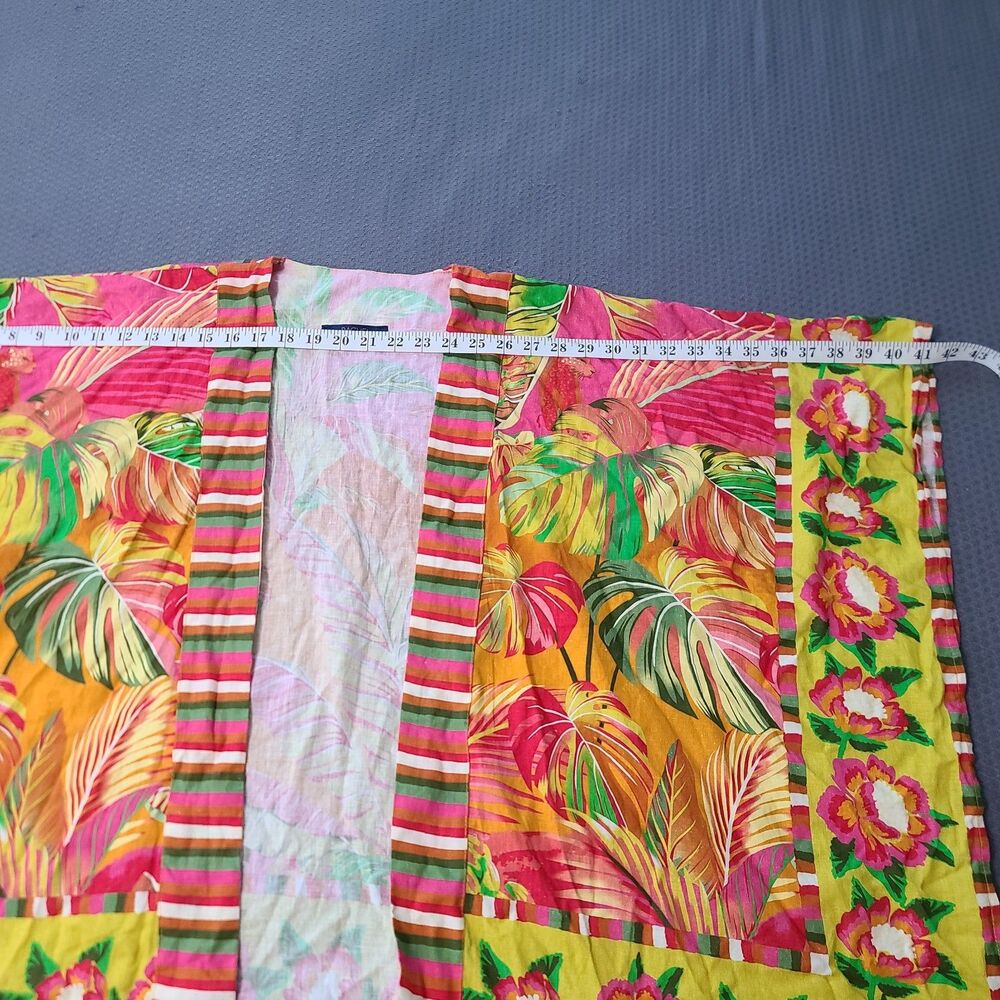 Rachel Roy- Tropical Summer Cover-Up Linen/Rayon Vibrant Kimono style One Size - Picture 6 of 7